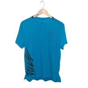Nike Dri-Fit Blue Graphic Logo Tee Mesh Back Mens Size Medium